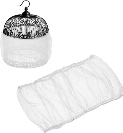 Bird Cage Seed Catcher, Bird Cage Net Cover Seeds Guard, Universal Birdcage Accessories, White, Circumference 55.1"-70.9", Height 11.8" for Parrot Cockatiel Enclosures