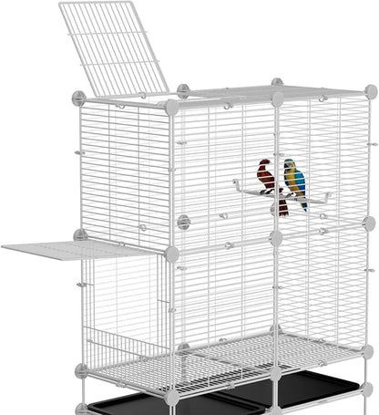 STILLCOVE Standing Large Bird Cage, Parakeet Cage with Detachable Stand & Wheels, Wide Flight Birdcage for Parrot Cockatiel Conure Budgie Canary Finch Lovebird