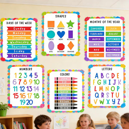 Educational Preschool Learning Posters,Alphabet ABC Posters for Toddlers Classroom Playroom Wall Art Decor,Counting Chart for Kindergarten,Pre K Learning Poster for Toddlers 1-3 Homeschool Supplies
