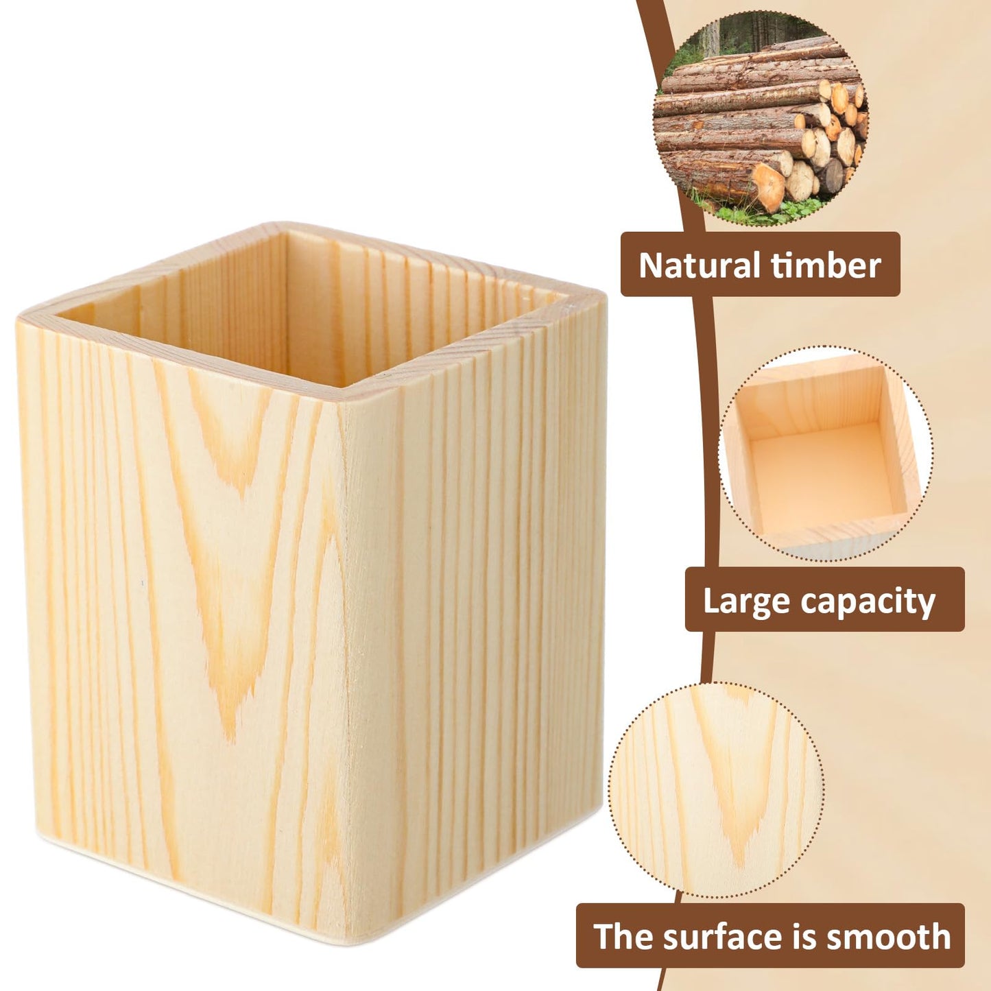 DoubleFill 20 Pack Wood Pen Holder Unfinished Wooden Pencil Holder for Back to School Homemade DIY Crafts Mini Wood Pencil Box Small Wooden Crates Crafts Projects 3 x 3 x 4 Inches