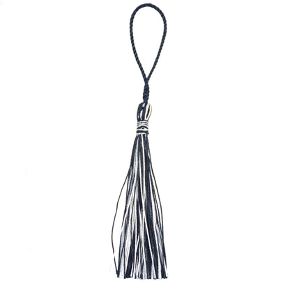 100pcs 13cm/5 Inch Silky Floss Bookmark Tassels with 2-Inch Cord Loop and Small Chinese Knot for Jewelry Making, Souvenir, Bookmarks, DIY Craft Accessory (Black&Silver)