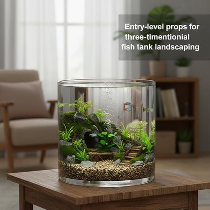 Maxdot 1.66 Gallon Cylindrical Glass Fish Tank Solid Base, 360° Full View Desktop Aquarium Starter, Easy to Maintain Small Microfauna for Betta Snails Shrimp Aquatic Planting and Small Plant Terrarium