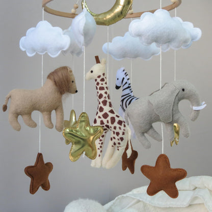 Goukurlsma Jungle Crib Mobile for Boys & Girls, Safari Baby Mobile for Crib, Africa Safari Nursery Mobile Handmade