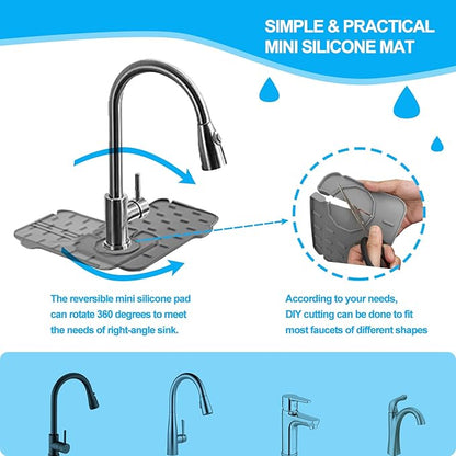 2 Pieces Kitchen Sink Splash Guard 8.3" Mini Sink Faucet Mat Faucet Handle Drip