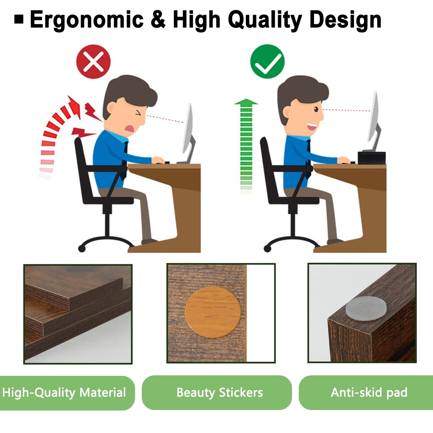 TEAMIX 2 Tiers +2 Pack Desktop Monitor Stand Riser 20 Inch Printer Stand, Desktop Organizer.
