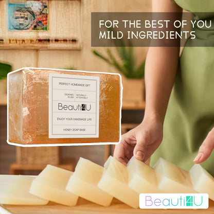 BEAUTI4U 2LB Honey Soap Base - Saop Making Supplies - Melt And Pour Sope Bace - Melt And Pour Sope - Sope Making Supplies - Organic Saop Base For Soap Makeing