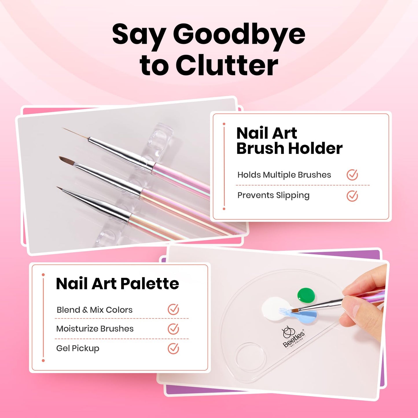 Beetles 31pcs Nail Art Brushes, Dotting Tools, Nail Art Pens, Dust Brush, Striping Liner Fingernail Drawing Pens with Palette Holder All in One for Starter Manicure Design Set
