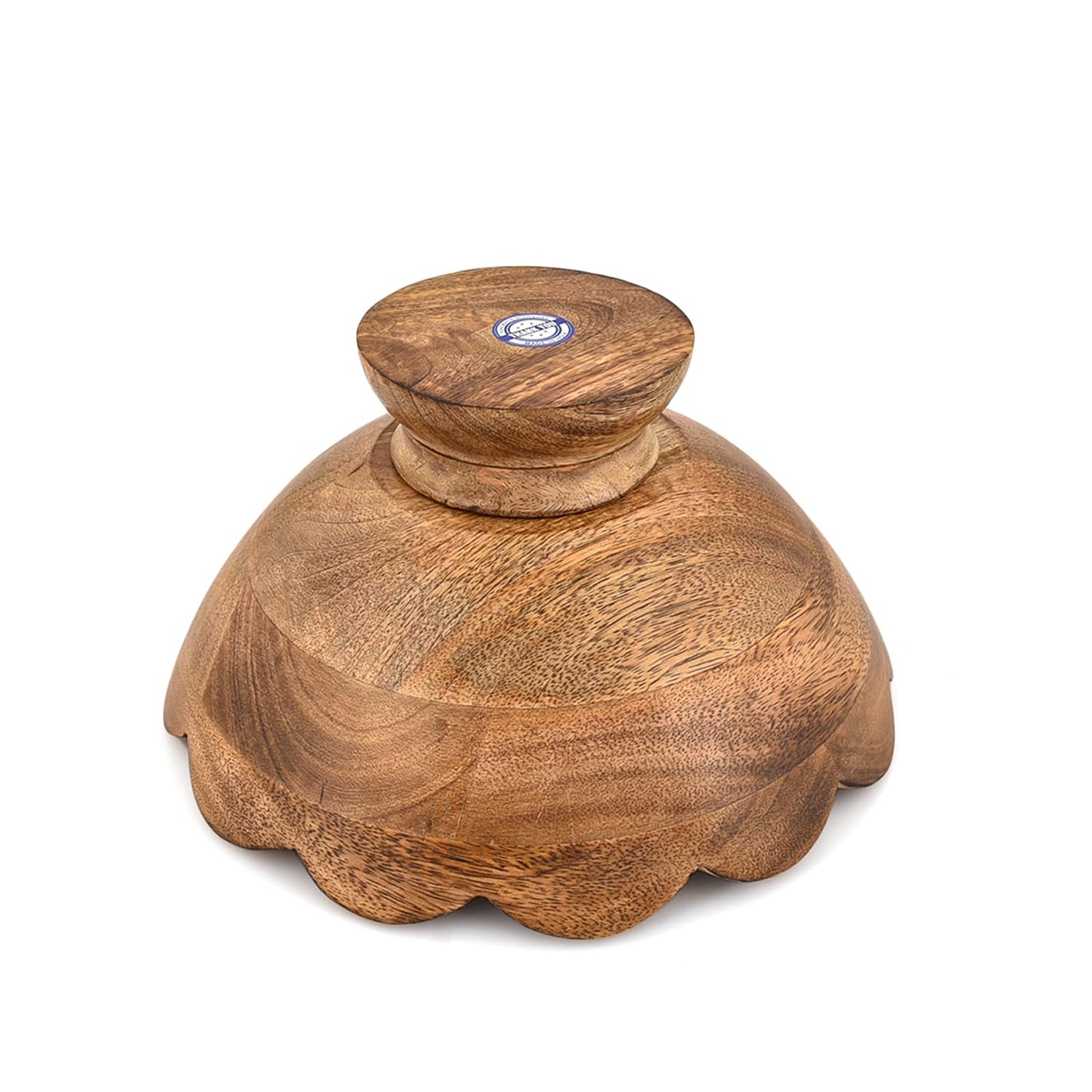 BHAVATU Salad Bowl Mango Wood Pedestal Fruit or Salad Bowl for Kitchen and Home Display & Table Centerpiece (10" X 10' X 4.75")