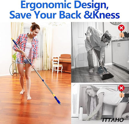 ITTAHO 2 Pack Grout Brush with Long Handle, 56.5'' Swivel Grout Cleaning Brush