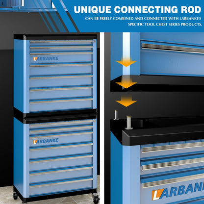 LARBANKE 7-Drawer Rolling Tool Chest with Lock&Keys and Swivel Casters,Tool Chest with Multi-Sizes Drawers and Multifunctional Countertop,Special Connect Rods for Connection with 5-Drawer Tool Cabinet