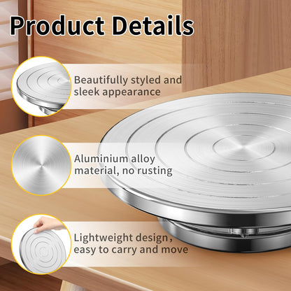Yncotte Pottery Wheel, 7 Inch Sculpting Wheel Double-Sided Banding Wheel Pottery Turntable Aluminium Alloy Metal Rotating with Ball Bearings for Ceramics Clay Model Making Cake Decor Paint Spraying