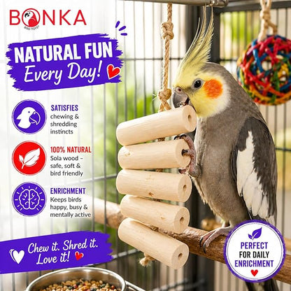 1288 Pk6 Natural Sola Stick Bonka Bird Toys Soft Forage Chew Parrot Parrotlet Budgie Finch Macaw