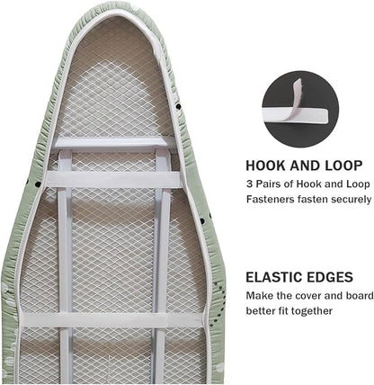 Ironing Board Cover and Pad Standard Size 15" x 54", 3 Pairs of Hook and Loop