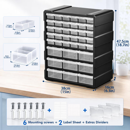 PurKeep 𝟔𝟐% 𝟎𝐅𝐅 Drawer Organizer for Garage Building Bricks Storage,Thicker Craft Organizers Storage with Dividers Labels for Hardware,Screws,Nuts Bolts,Teacher Toolbox,Charms, Beads,Craft