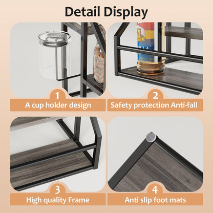 Vantimo Coffee Syrup Rack Organizer, 3 Tier Countertop Storage Shelves, Kitchen Storage, 12 Syrup Bottle Stand Holder for Wine, Liquor, Kitchen Coffee Station Organizer Rack, 13.8"x13.4"x13.0", Grey
