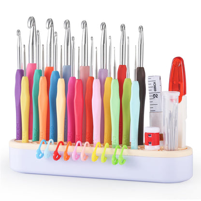 YOJOB 21 Sizes Crochet Hooks Set 0.5mm-10mm, Plus Crochet Accessories and Holder﻿, Complete Set Ergonomic Crochet Hook Kit for Beginners