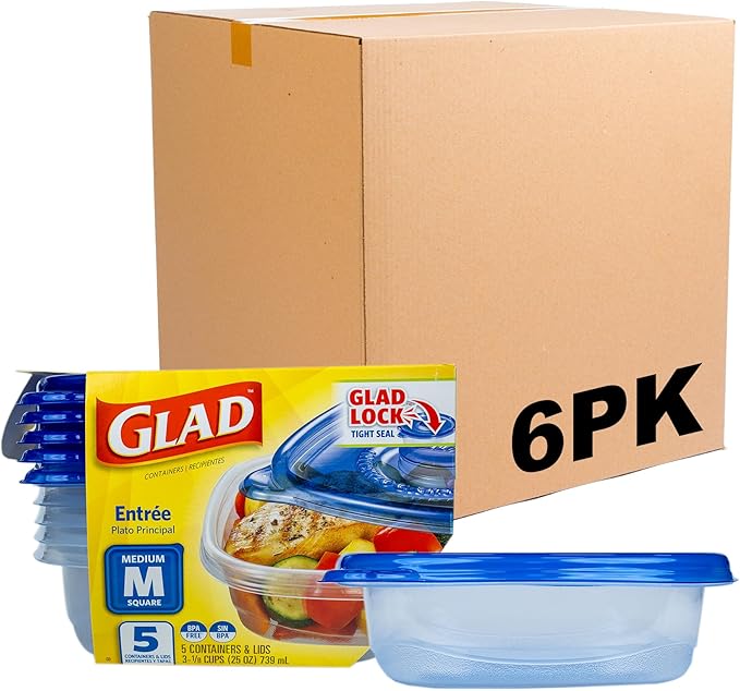 Glad GladWare Entrée Food Storage Containers, Medium Square