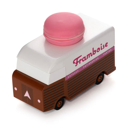 CANDYCAR® Wooden Food Truck Collection - Framboise Macaron Van, Premium Handcrafted Beech Wood Toy Car