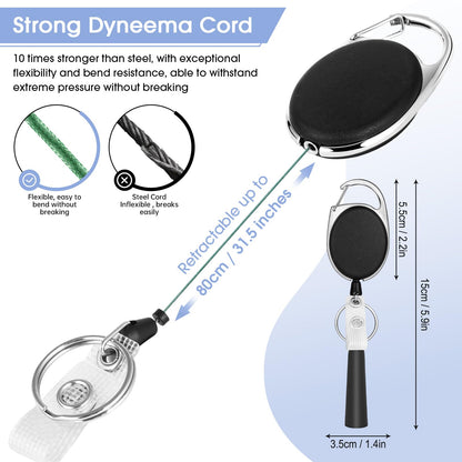 4 Pack Retractable Pen Pencil Holder with 31.5" Durable Dyneema Cord,Elastic Silicone Retractable Pen Holder for Nurses,Carpenters,Mechanics,Architects,Office Workers