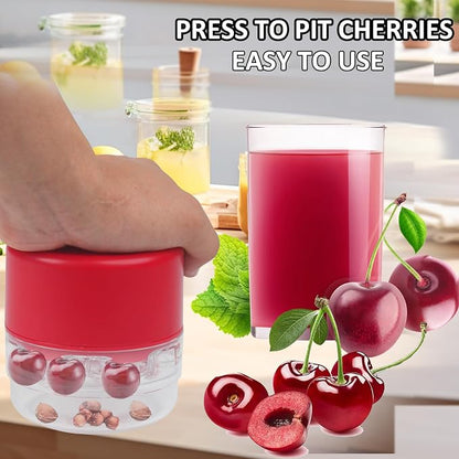 Cherry Pitter Tool Pit Remover, Multiple Cherry Core Remover Tool with Space-Saving Lock Design, Heavy-Duty Cherry Pit Remover for Kids