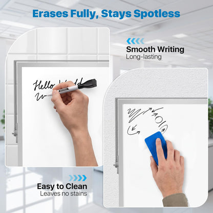 Marsrock Dry Erase White Board with Stand,Double-Sided Weekly Whiteboard 16"x12",10 Markers,6 Magnets,1 Eraser,Portable Desktop Whiteboard for Planning,Weekly Schedule Board for Office