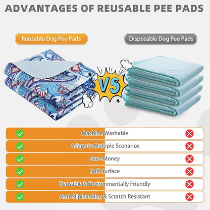 KOOLTAIL Washable Pee Pads for Dogs, 4 Pack Super Absorbent Reusable Puppy Training Pads Waterproof, Nonslip and Leak-Proof Dog Pee Pads, Large Pet Mats Whelping Pads for Floor, Crate, Couch 18"x24"