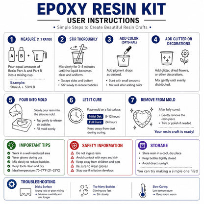 RNYBFPT Epoxy Resin Kit for Beginners, 18oz Crystal Clear Resin with Silicone Molds, Easy 1:1 Mix, All-in-One Resin Art Kit with Pigments & Glitter for Jewelry Making, DIY Crafts & Creative Gifts