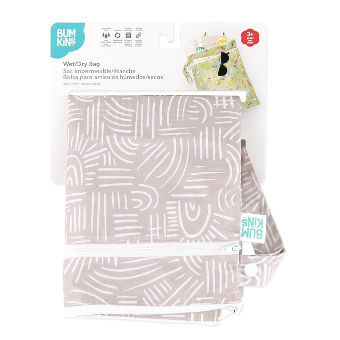 Bumkins Waterproof Wet Dry Bag for Baby, Swim Suit, Cloth Diapers, Pump Parts