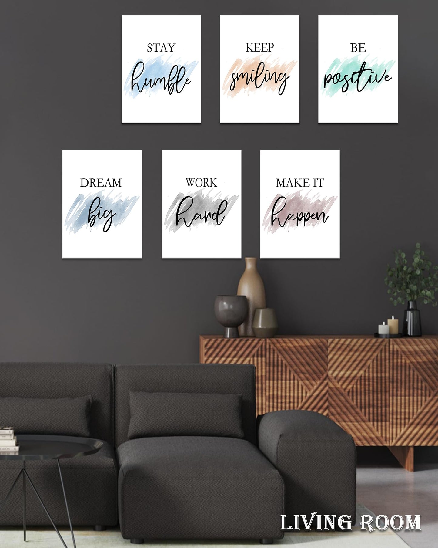 Drsoum Motivational Wall Decor Inspirational Office Wall Art Quotes 12” x16” Framed Wall Art for Living Room Encouraging Canvas Posters for Office Bedroom Sayings - Set of 6 PCS Framed