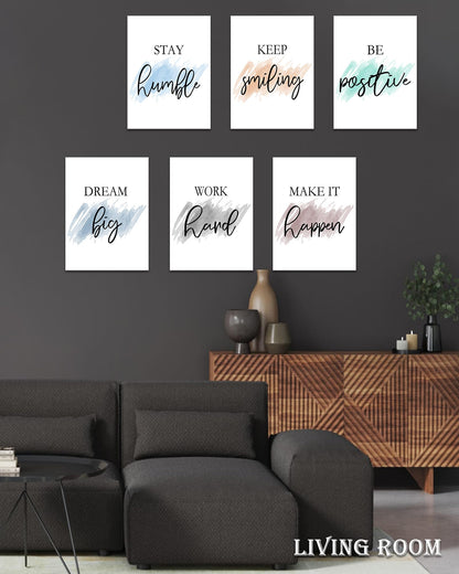 Drsoum Motivational Wall Decor Inspirational Office Wall Art Quotes 12” x16” Framed Wall Art for Living Room Encouraging Canvas Posters for Office Bedroom Sayings - Set of 6 PCS Framed
