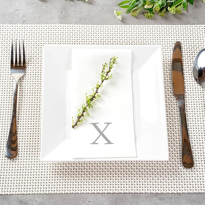 Luxenap 15.8 X 7.9 Inch Linen-Feel Guest Towels, 50 Lettered Hand Towels