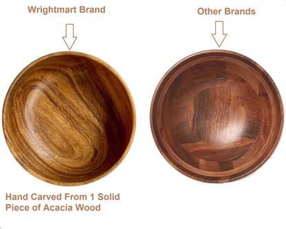 WRIGHTMART Small Wooden Bowls Set of 4, 5 Inch Solid Acacia Wood Bowls, Joint-Free Non-Laminated Snack & Dip Bowls, Handmade Rustic Bowls for Nuts, Desserts, Sauces & Side Dishes