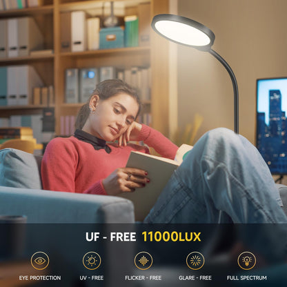 Morfone Light Therapy Lamp, 11000 Lux UV-Free Floor Sun Light Lamp with Touch Remote Control, 5 Color Temperatures 10 Brightness Levels Lights for Living Room Bedroom Office (Black)