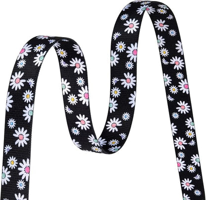 MarukoPet Dog Collar and Leash Set, Adjustable for Small Medium Large Dogs Puppy, Cute Design with Bohemia Floral Tribal Geometric Patterns Boys Girls Dog Collar(Black Daisy Set,M)