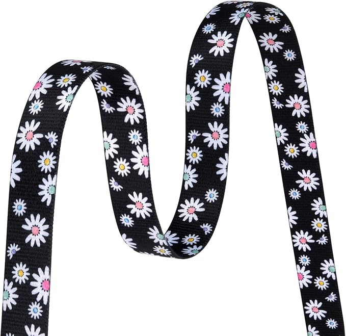 MarukoPet Dog Collar, Adjustable for Small Medium Large Dogs Puppy, Cute Design with Bohemia Floral Tribal Geometric Patterns Boys Girls Dog Collar(Black Daisy-L)