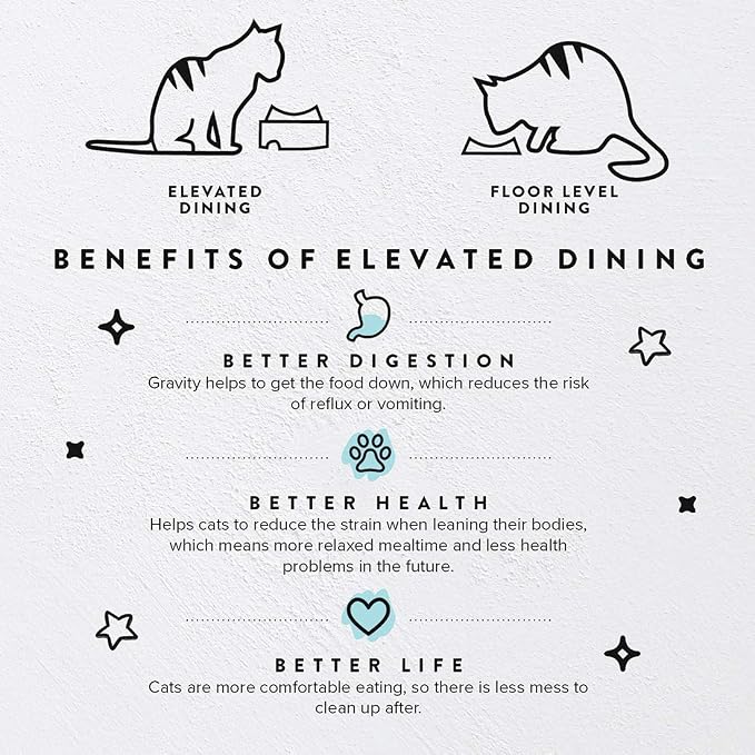 CatGuru Food Table for Cat Bowls, Elevated Feeding Station for Cat Food Bowl, Raised Stand for Pet Food and Water Bowls, Pet Feeder for Indoor Cats, Stress Free Stand for Pet Dishes (Pink, Standard)