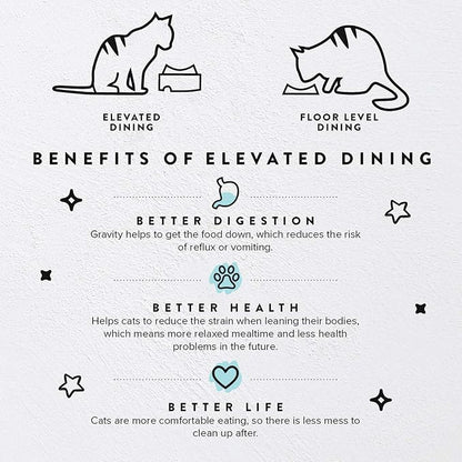 CatGuru Food Table for Cat Bowls, Elevated Feeding Station for Cat Food Bowl, Raised Stand For Pet Food and Water Bowls, Pet Feeder For Indoor Cats, Stress Free Stand For Pet Dishes (Bamboo, Standard)