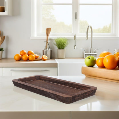 DEARMAMY Rustic Farmhouse Decorative Tray 15.74X6.88In Narrow Wooden Serving Platter for Kitchen Counter Centerpiece Candle Holder