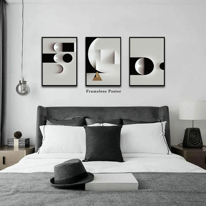 Abstract Geometric Canvas Wall Art Minimalist Black and White Geometric Poster Prints Modern Abstract Geometric Canvas Black and White Grey Abstract Art for Living Room Wall Decor 16x24inch No Frame
