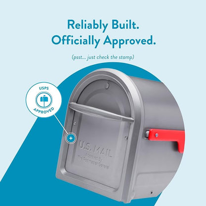 Architectural Mailboxes Mapleton Steel Post Mount Mailbox, Graphite, Large | Galvanized steel build for outside with rust-resistant powder-coat finish and a magnetic door closure. USPS approved.