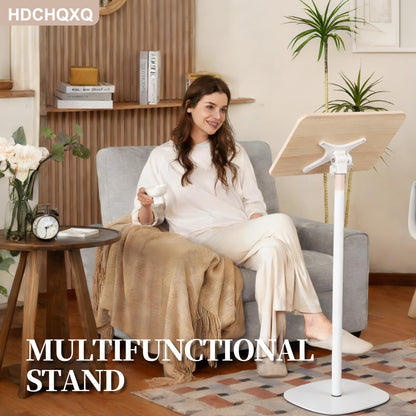 HDCHQXQ Adjustable Floor Book Stand Height From20'-67‘ and Angle, Music Stand,Reading Stand for Tablet Bibles, Recipes, Cooking, Books Wooden Display Rack,Stable Portable with Clip