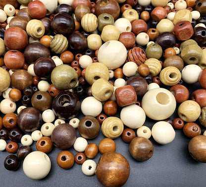 520pcs Wooden Beads for Jewelry Making Adults, Assorted Wood Beads for Jewelry Bracelets Necklace Earring Making DIY Craft Project