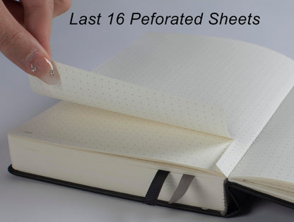 Thick Bullet Notebook with 366 Numbered Pages, A5 Dotted Journal for Writing with 100GSM Dot Grid Paper, Hardcover Leather Notebooks for Women Men School Note Taking Office Work Diary, 5.7"x8.3" Navy