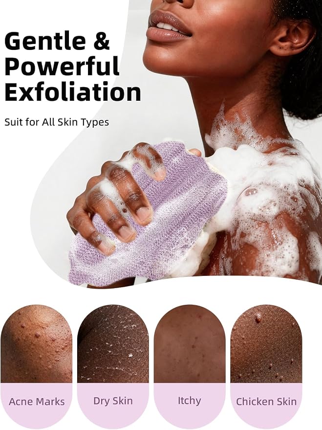 Cleangor 2Pcs African Net Sponge Authentic with Knots - Exfoliating Body | Scrubber for All Skin Types, African Bath Sponge, Wash Cloth, Gentle Exfoliation Shower Rag for Women Daily Use