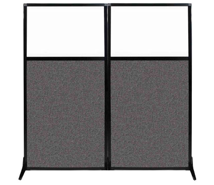 Versare Workstation Partition | Portable Wall Divider | Modern Office Cubicle | Free Standing Privacy Screen | Flexible Work Space | 66" x 70" W/Window, Charcoal Gray Fabric Panels