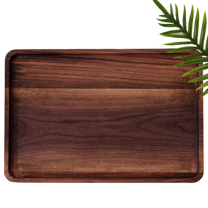 Rustic Walnut Wood Serving Tray, 13"x9" Rectangle Platter, Tea/Coffee Table Tray, Kitchen Decor, Wood Dessert Cup & Vanity Tray for Jewelry
