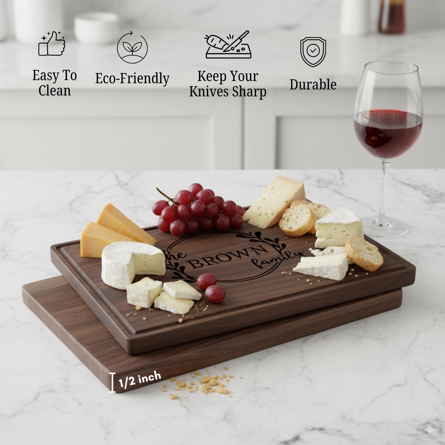 Personalized Cutting Board – Custom Engraved Charcuterie Board, Ideal Gift for Wedding, Housewarming, Bridal Shower, Anniversary, Birthday, Christmas, Engagement, Mom & Couples, Family, Parent