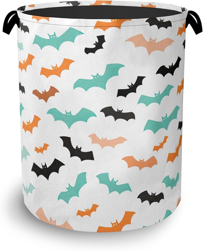 Colorful Bats Laundry Basket, Halloween Foldable
