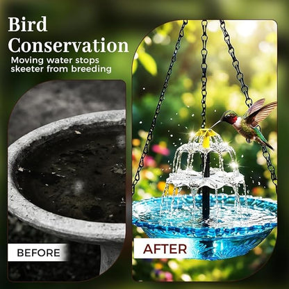 Solar Cascade Hanging Bird Bath Fountain, 2026 New Hanging Bird Bath with Flowing Water for Outdoors Garden Patio Backyard Lawn Decor (Red)