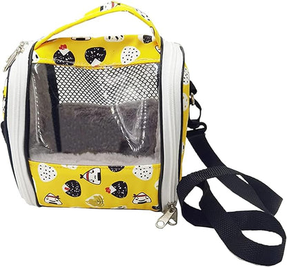 Bird Carrier Small Animals Travel Bag Portable Parrot Cage with Plush Lining Transparent Window Breathable Case